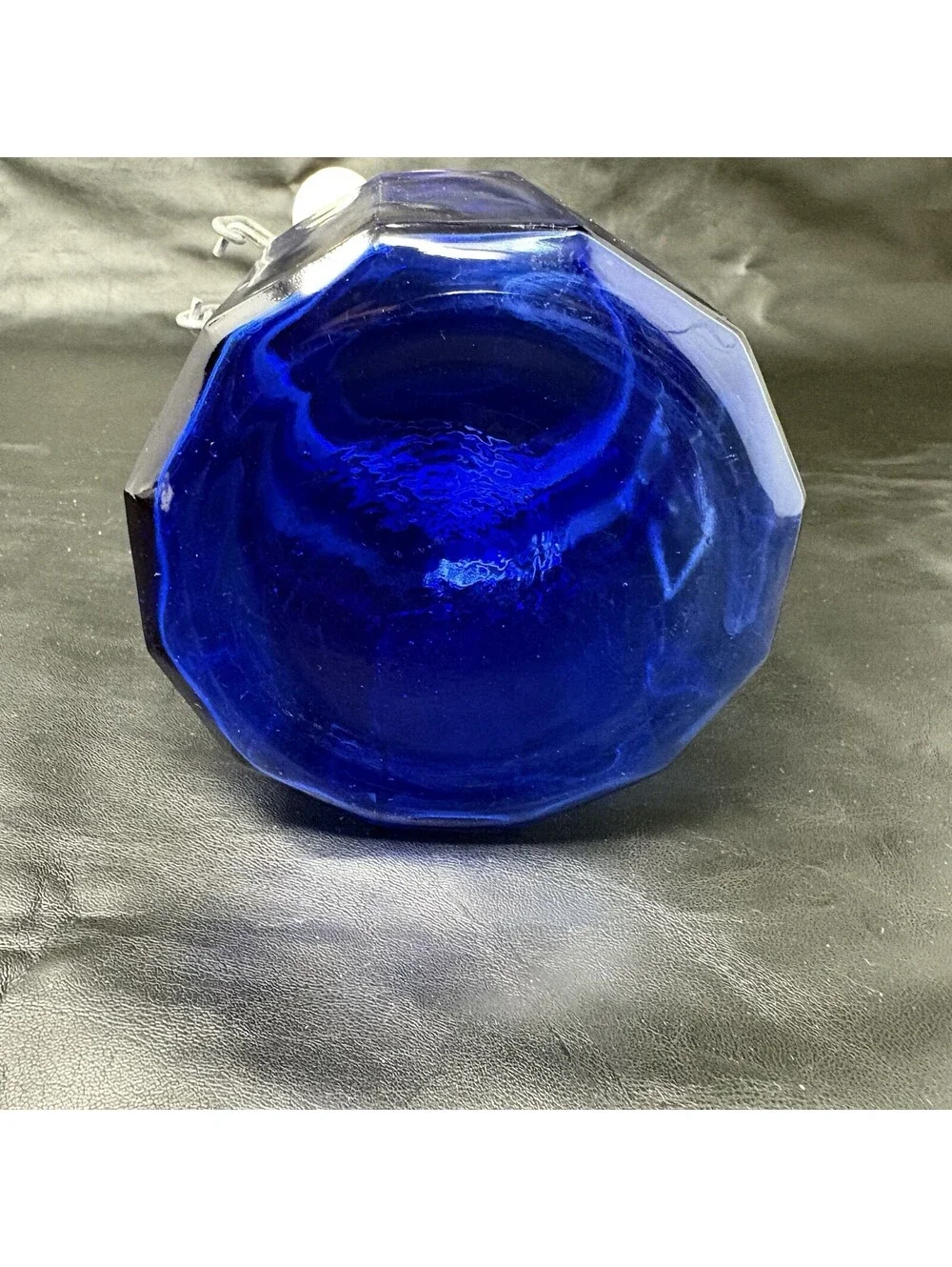 Cobalt Blue Jar Glass Storage Holder With Attached Wire Locking Lid 5 1/2” Tall